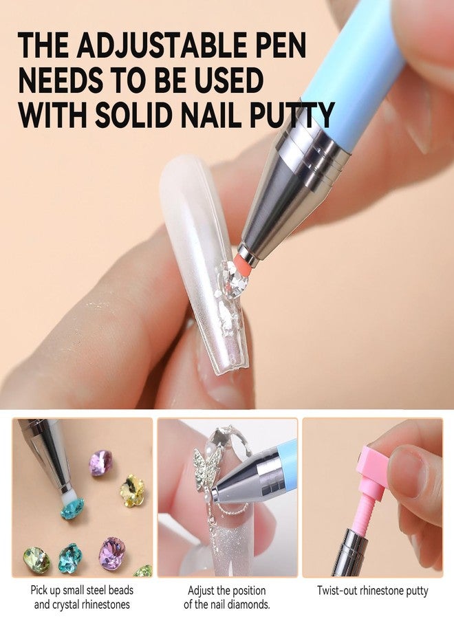 ESUOHYM 9 PCS Rhinestone Picker Tool Set,Rhinestone Applicator Wax Pencil,Gem Bedazzling Picker Tools and Tray,Adjustable Tweezers With Silicone Pressing Heads,Nail Art Picker Tools for Diy Design - Image 2